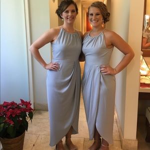 shona joy high neck ruched dress